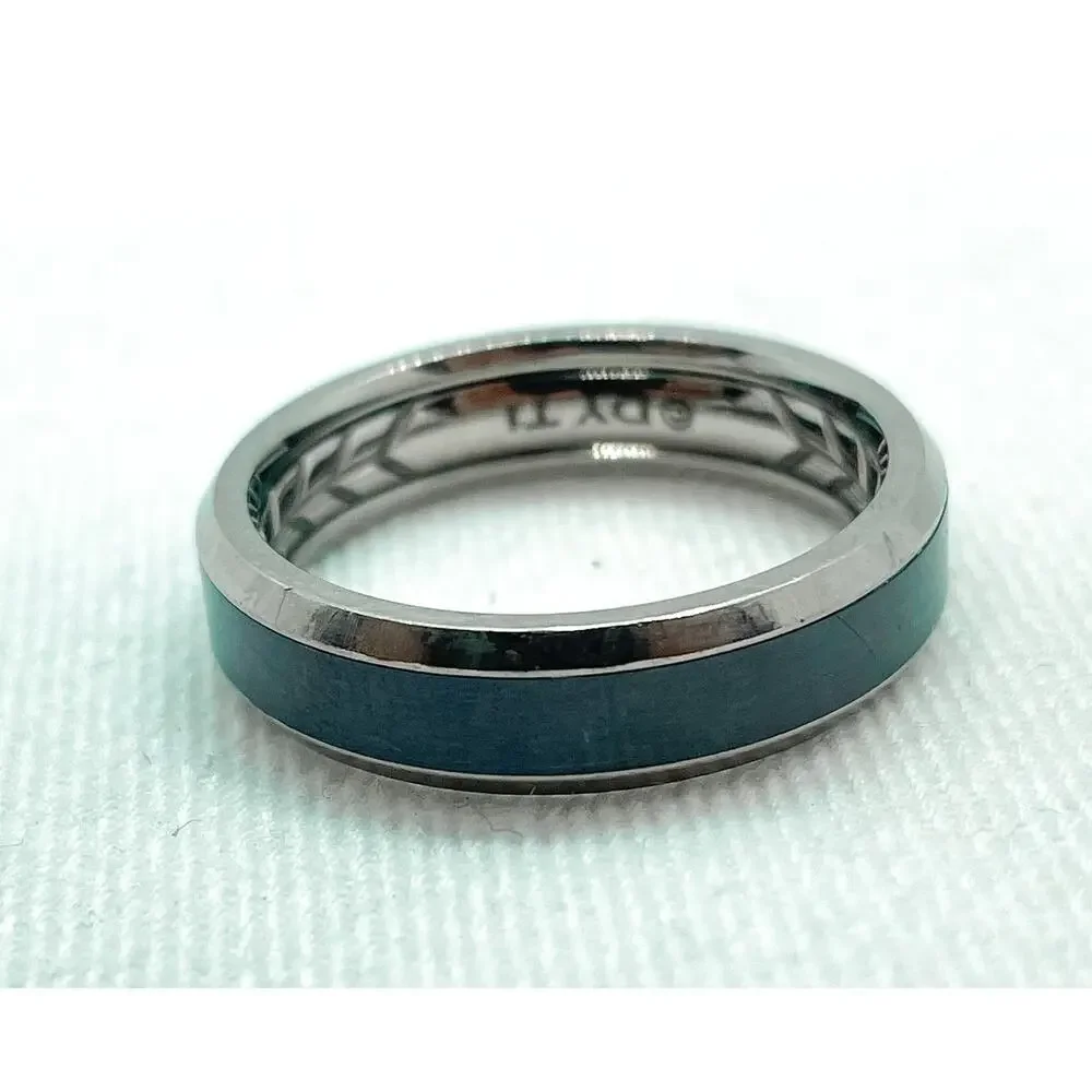 David Yurman 6mm Beveled Band Ring Black & Grey Titanium Size 10.5
